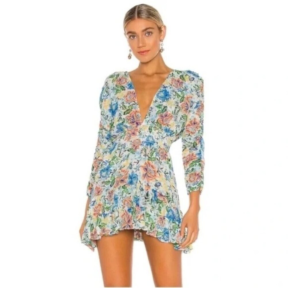MISA Los Angeles Revolve Chiara Dress In Oasis floral| mini dress XS Womens